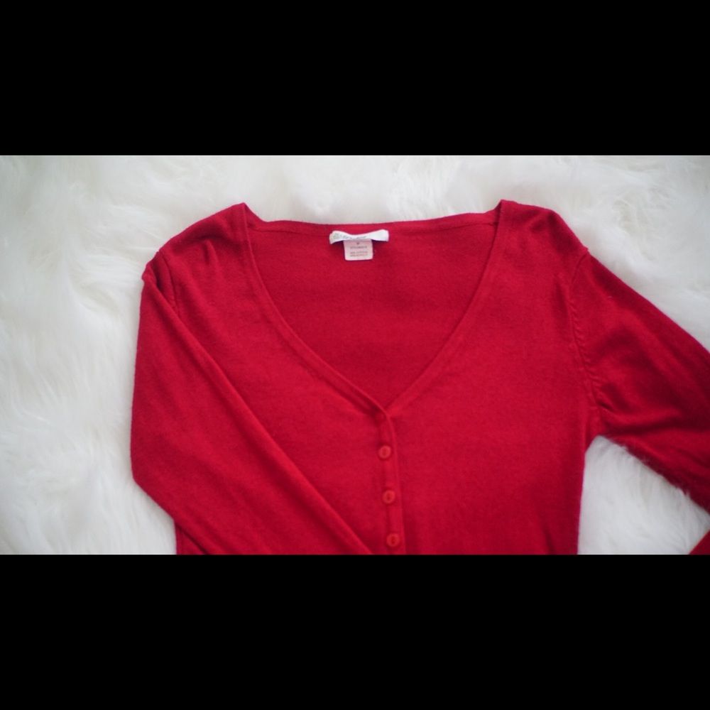 Red Button Down Sweater - Picture 2 of 4